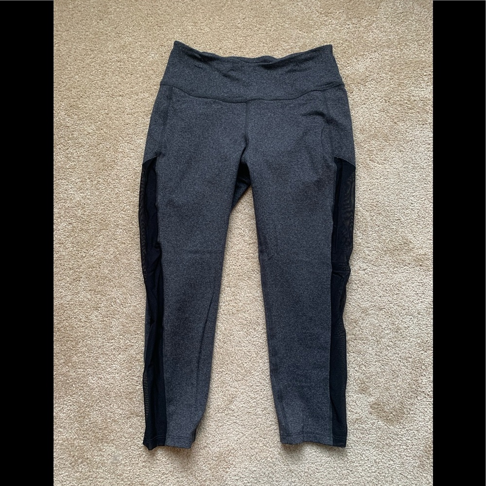 Beyond yoga capris. Grey w black mesh side detail